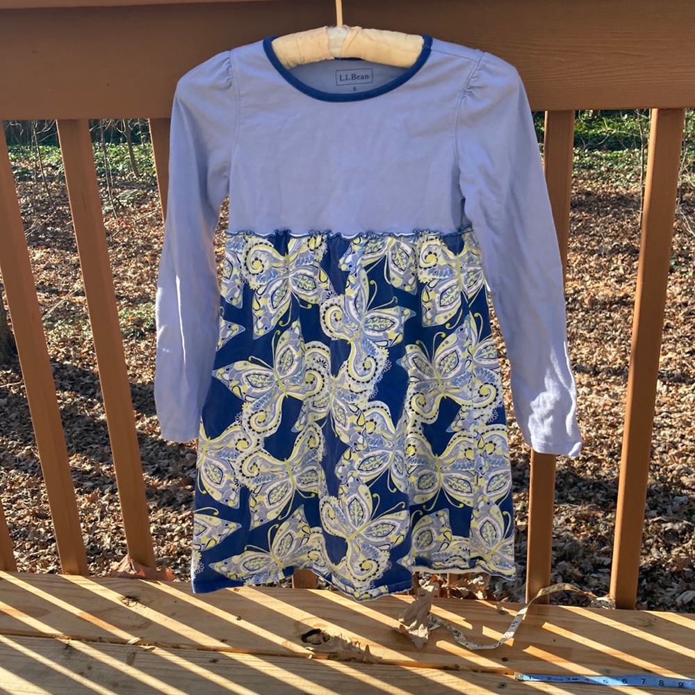 L. L. Bean blue cotton butterfly dress